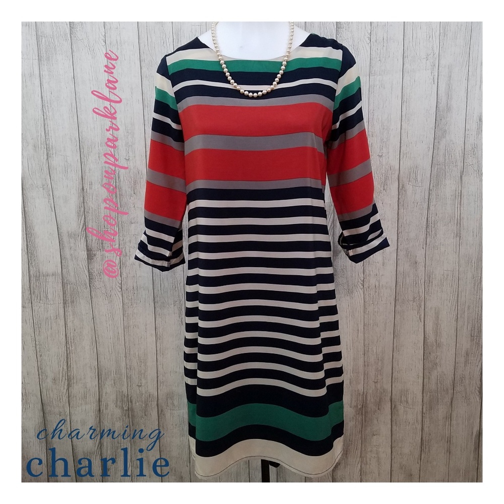 Charming Charlie Gameday Striped Shift Dress, Sm